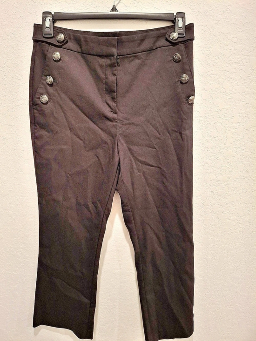 LOFT Straight Leg Cotton Blend Pants in Black